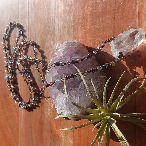 Natural Quartz Crystal Necklace,  Artisan Jewelry by Rust Belt Raised, Quartz - Picture 3 of 14